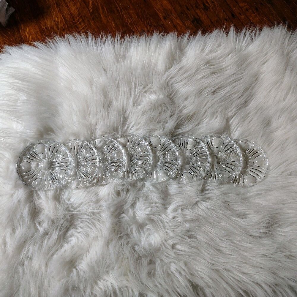 Set Of 8 VTG Clear Cut Glass Bubble Coasters